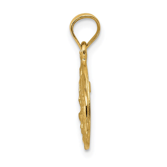 Million Charms 14K Yellow Gold Themed Satin & Diamond-Cut Religious Baptism Pendant