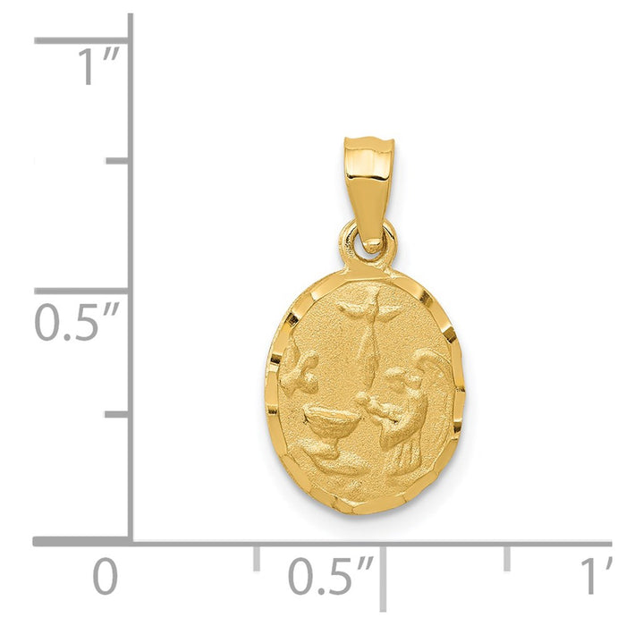 Million Charms 14K Yellow Gold Themed Satin & Diamond-Cut Religious Baptism Pendant