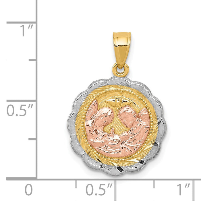 Million Charms 14K Yellow Gold Themed With White & Rose Rhodium-Plated Religious Baptism Pendant