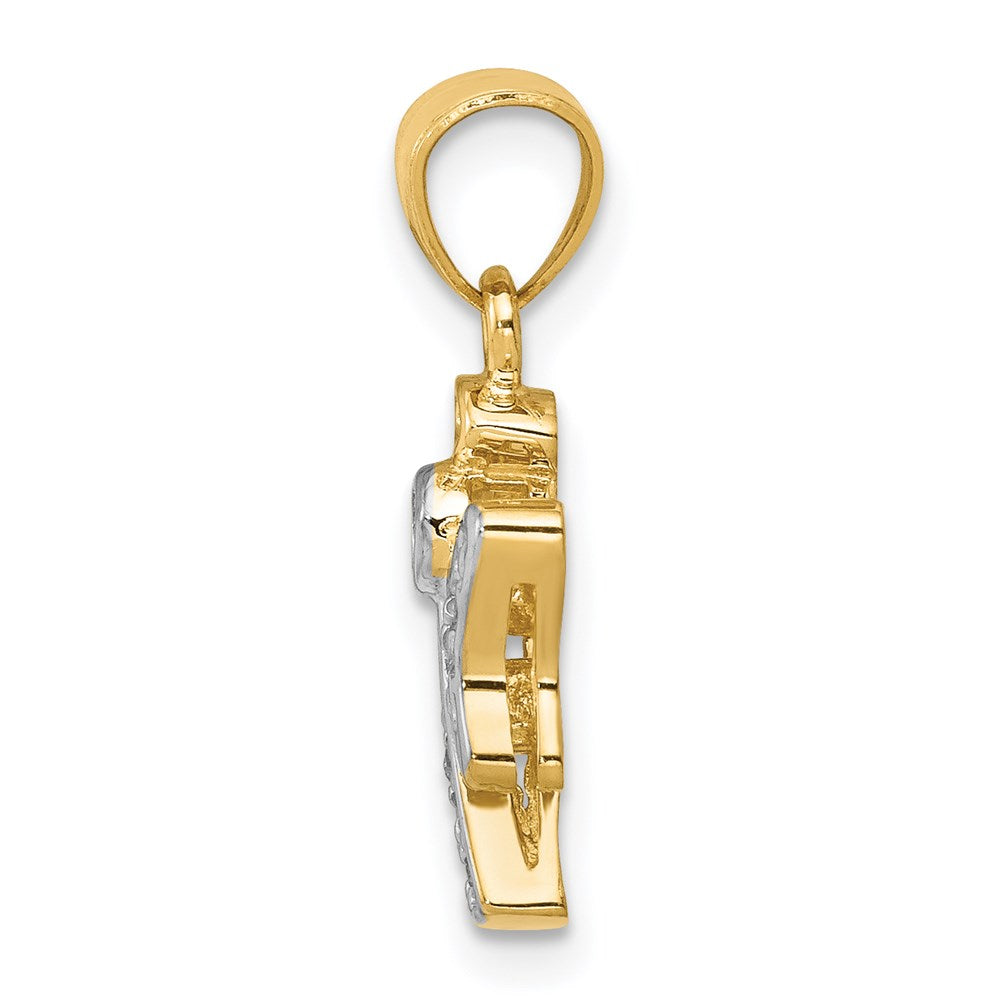 Million Charms 14K Yellow Gold Themed With Cubic Zirconia (Cz) With Rhodium-plated Angel Pendant