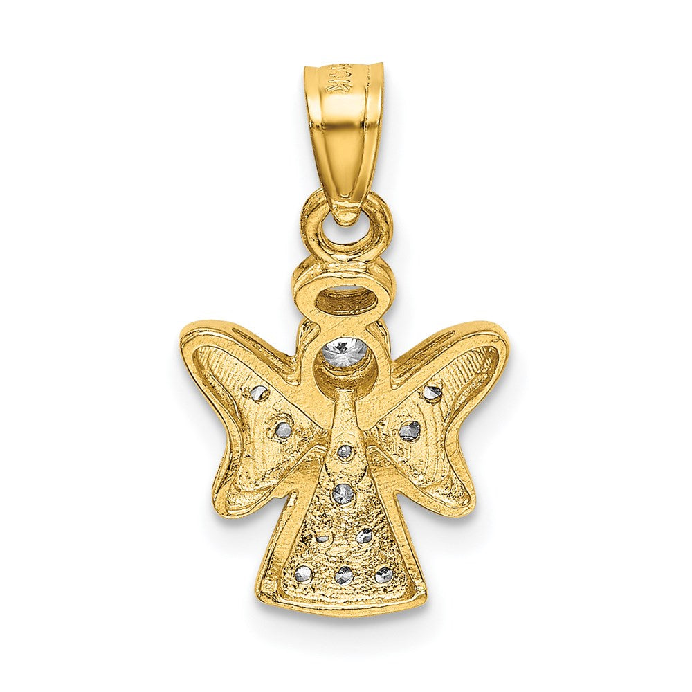 Million Charms 14K Yellow Gold Themed With Cubic Zirconia (Cz) With Rhodium-plated Angel Pendant