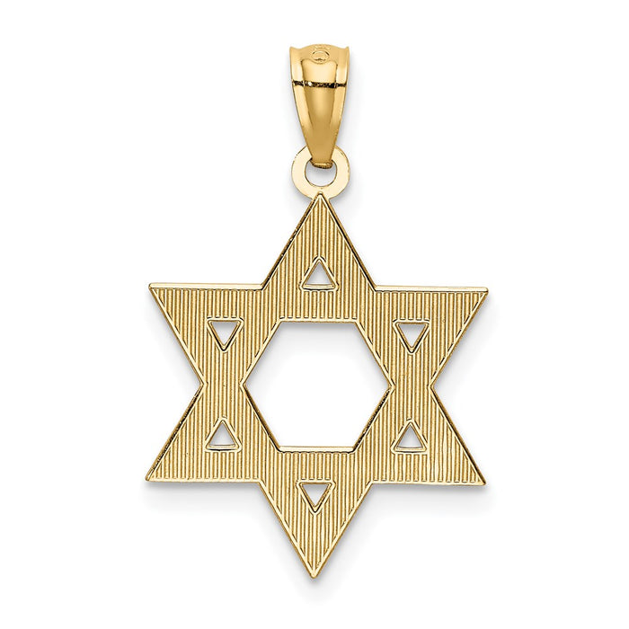 Million Charms 14K Yellow Gold Themed Diamond-Cut Polished Religious Jewish Star Of David Pendant