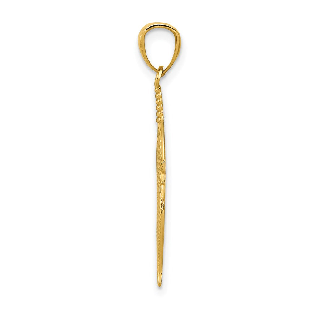 Million Charms 14K Yellow Gold Themed Polished Feather Pendant