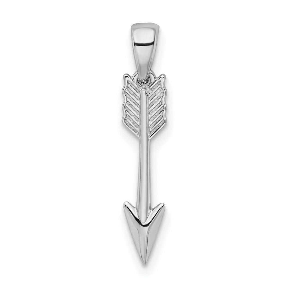 Million Charms 14K White Gold Themed Polished Arrow Pendant