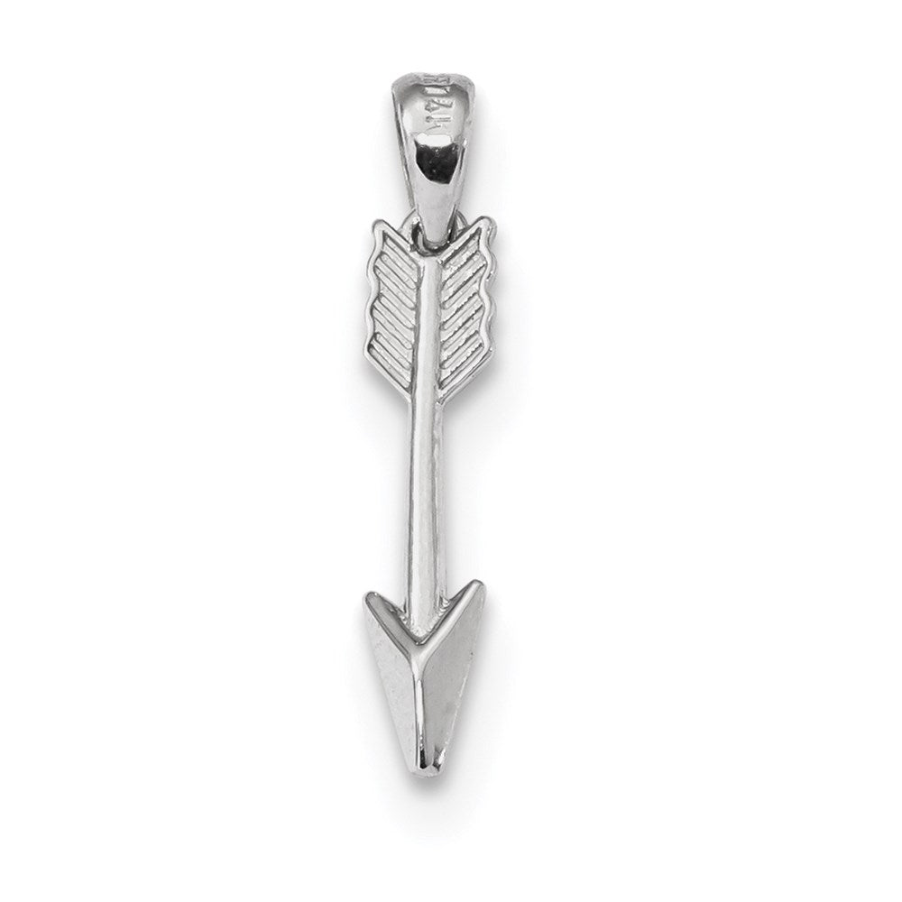 Million Charms 14K White Gold Themed Polished Arrow Pendant