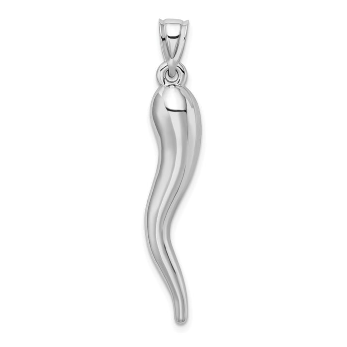 Million Charms 14K White Gold Themed Hollow Italian Horn Pendant