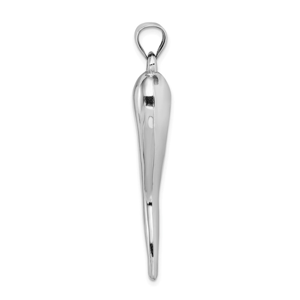Million Charms 14K White Gold Themed Hollow Italian Horn Pendant