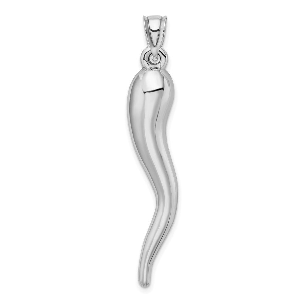 Million Charms 14K White Gold Themed Hollow Italian Horn Pendant