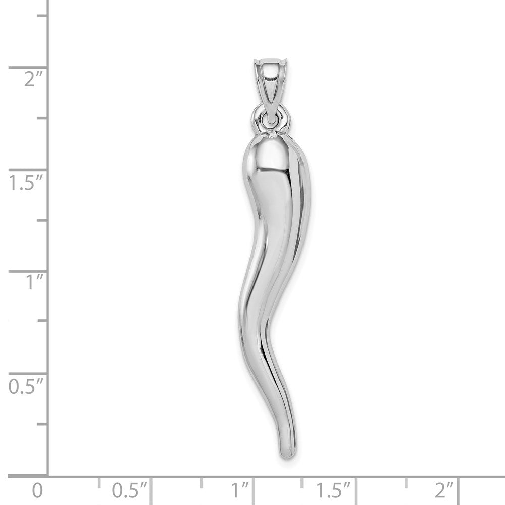 Million Charms 14K White Gold Themed Hollow Italian Horn Pendant