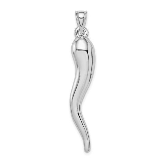 Million Charms 14K White Gold Themed Hollow Italian Horn Pendant