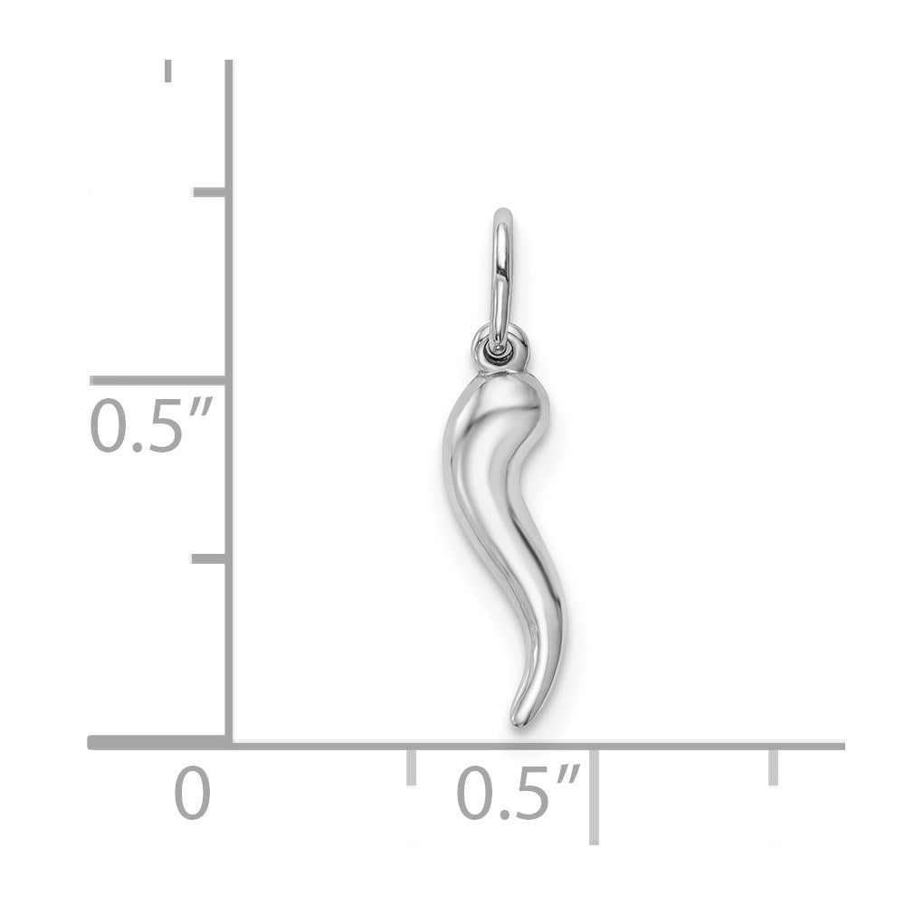 Million Charms 14K White Gold Themed Hollow Italian Horn Pendant