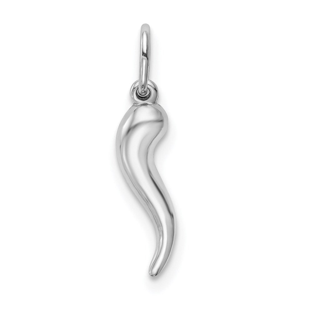 Million Charms 14K White Gold Themed Hollow Italian Horn Pendant