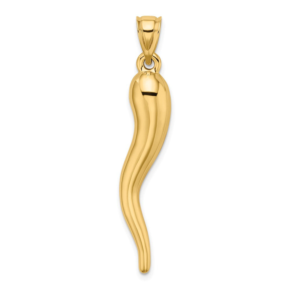 Million Charms 14K Yellow Gold Themed Hollow Italian Horn Pendant