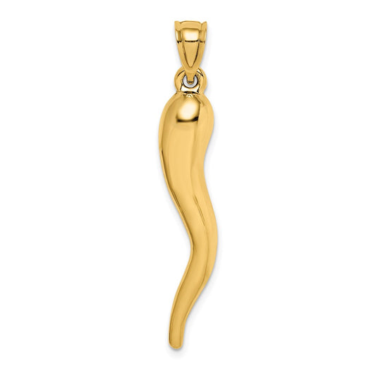 Million Charms 14K Yellow Gold Themed Hollow Italian Horn Pendant