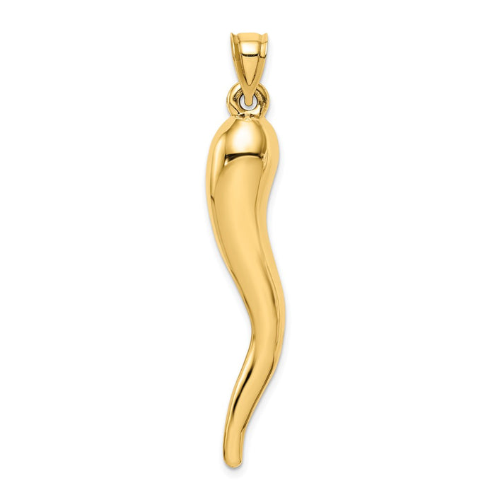 Million Charms 14K Yellow Gold Themed Hollow Italian Horn Pendant