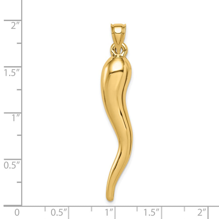 Million Charms 14K Yellow Gold Themed Hollow Italian Horn Pendant