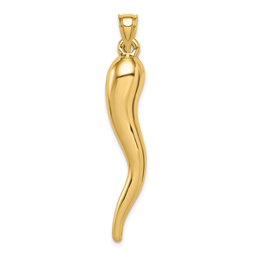 Million Charms 14K Yellow Gold Themed Hollow Italian Horn Pendant