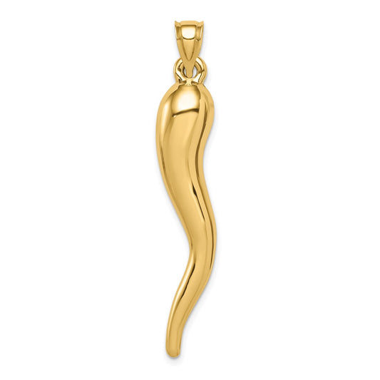 Million Charms 14K Yellow Gold Themed Hollow Italian Horn Pendant