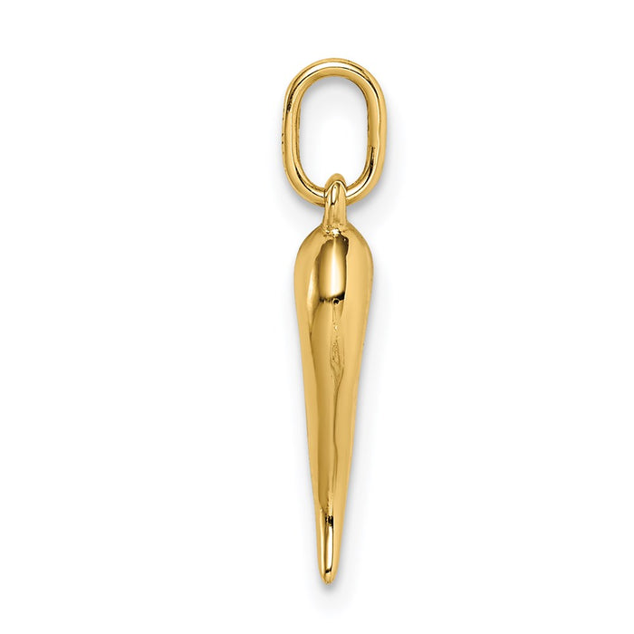 Million Charms 14K Yellow Gold Themed Hollow Italian Horn Pendant