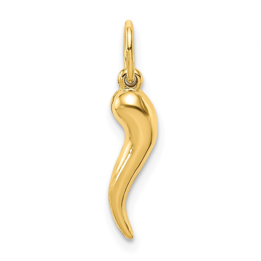 Million Charms 14K Yellow Gold Themed Hollow Italian Horn Pendant