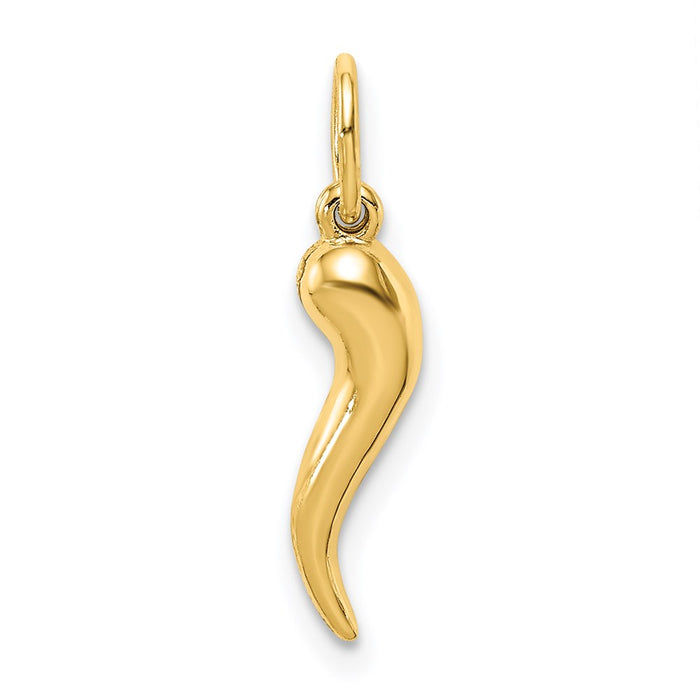 Million Charms 14K Yellow Gold Themed Hollow Italian Horn Pendant