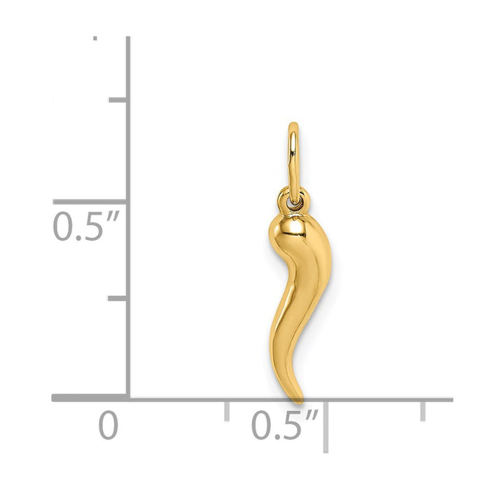Million Charms 14K Yellow Gold Themed Hollow Italian Horn Pendant