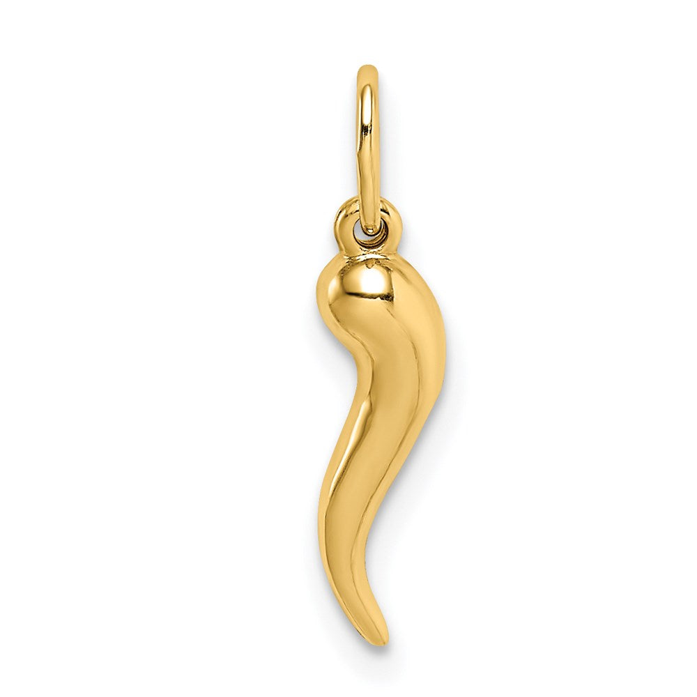 Million Charms 14K Yellow Gold Themed Hollow Italian Horn Pendant
