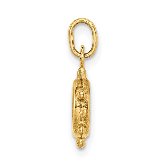 Million Charms 14K Yellow Gold Themed Polished Hollow Ship Wheel Charm