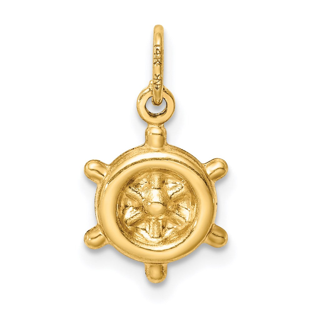 Million Charms 14K Yellow Gold Themed Polished Hollow Ship Wheel Charm