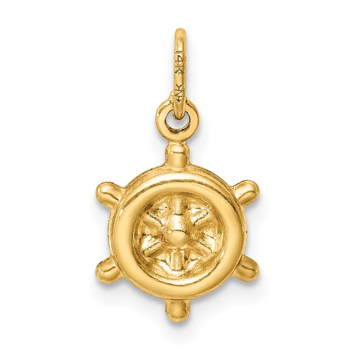 Million Charms 14K Yellow Gold Themed Polished Hollow Ship Wheel Charm