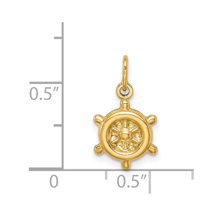 Million Charms 14K Yellow Gold Themed Polished Hollow Ship Wheel Charm