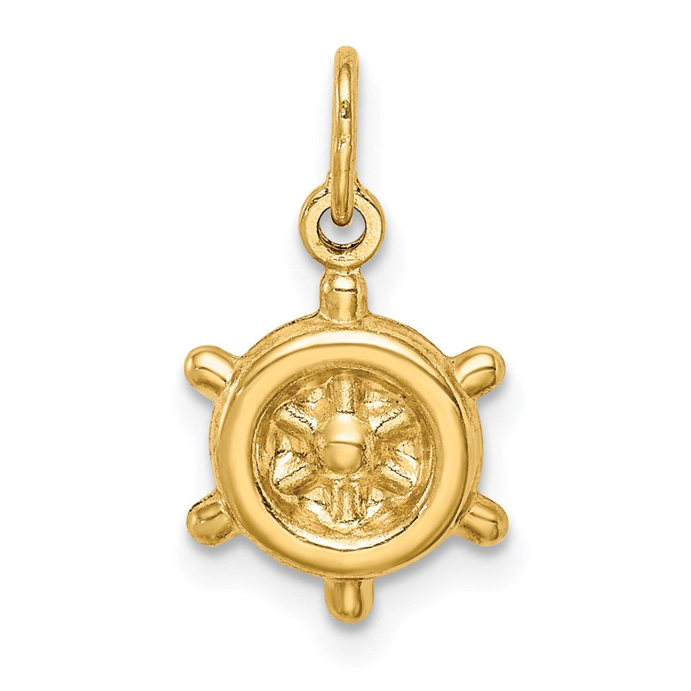 Million Charms 14K Yellow Gold Themed Polished Hollow Ship Wheel Charm
