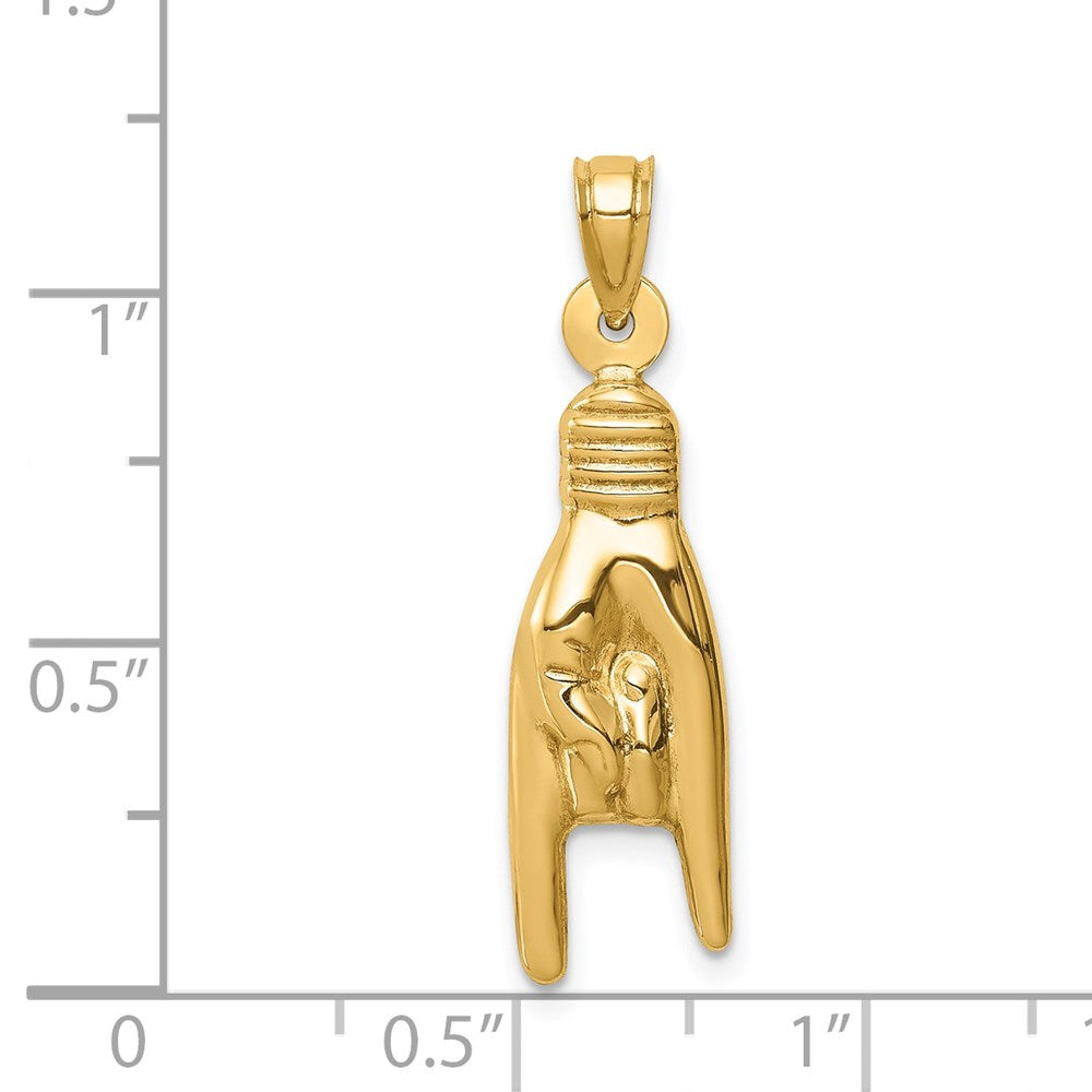 Million Charms 14K Yellow Gold Themed Hollow Rock On Sign Charm