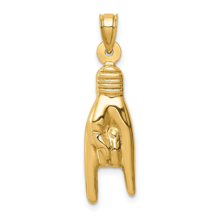Million Charms 14K Yellow Gold Themed Hollow Rock On Sign Charm