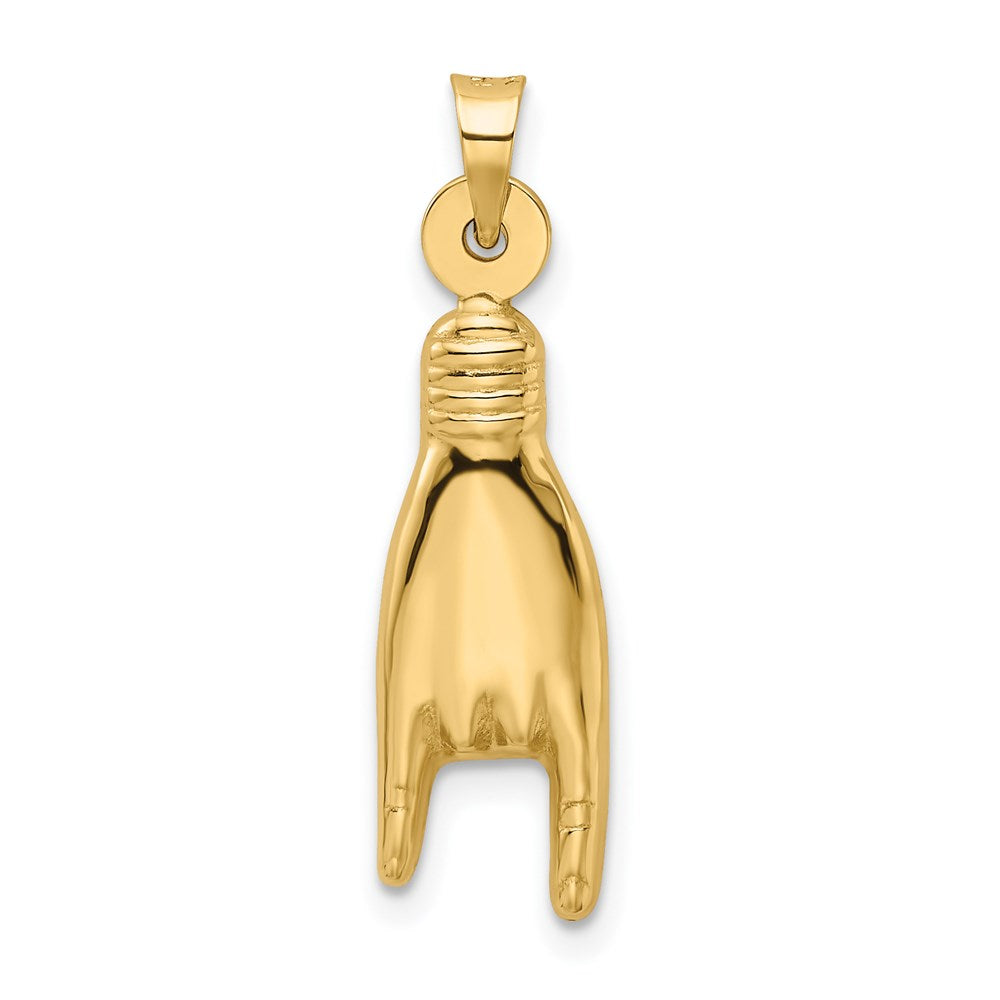 Million Charms 14K Yellow Gold Themed Hollow Rock On Sign Charm