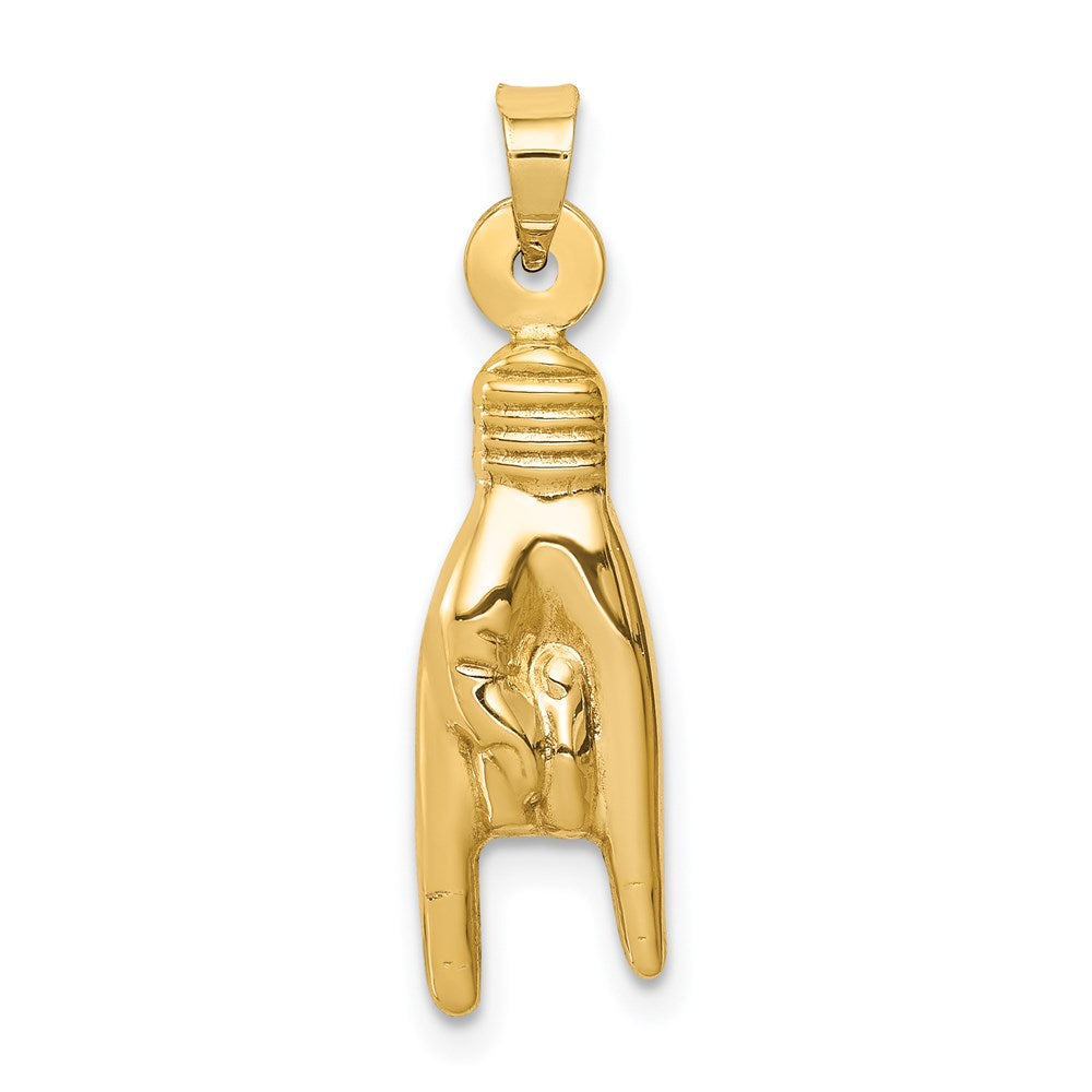 Million Charms 14K Yellow Gold Themed Hollow Rock On Sign Charm