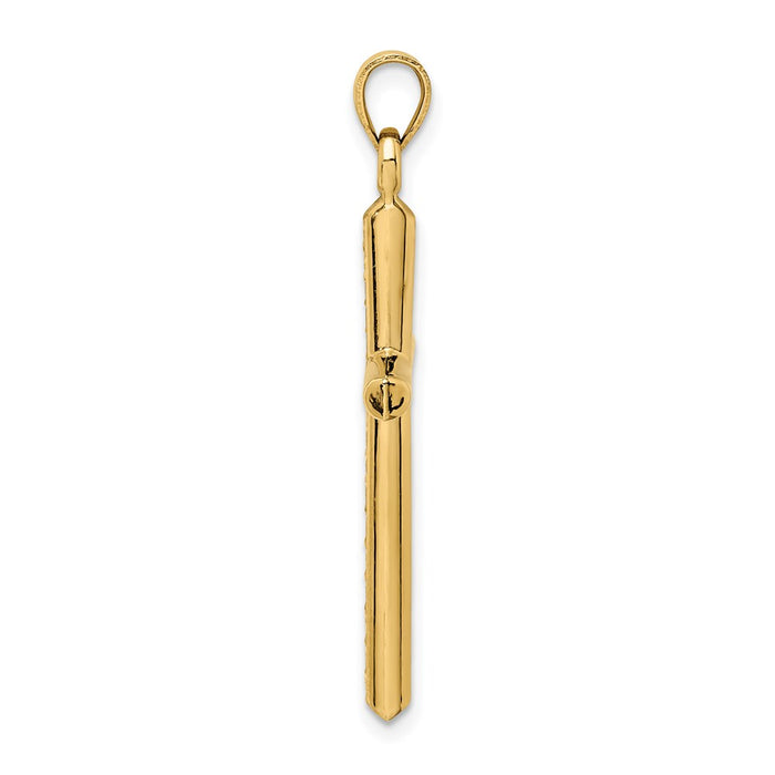 Million Charms 14K Yellow Gold Themed Hollow Diamond-Cut Relgious Cross Pendant