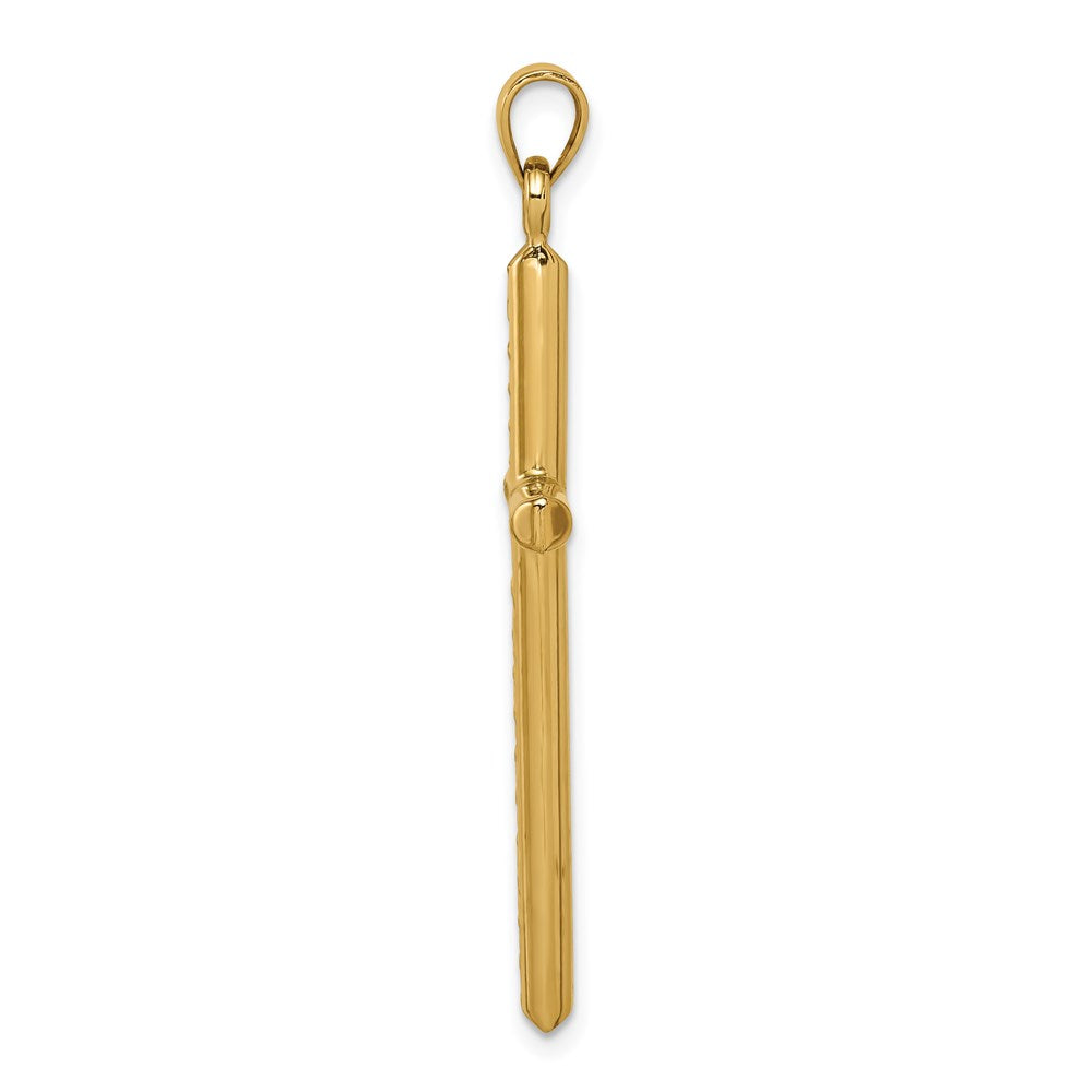 Million Charms 14K Yellow Gold Themed Hollow Diamond-Cut Relgious Cross Pendant