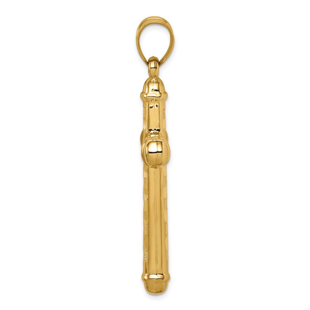 Million Charms 14K Yellow Gold Themed Hollow Diamond-Cut Relgious Cross Pendant