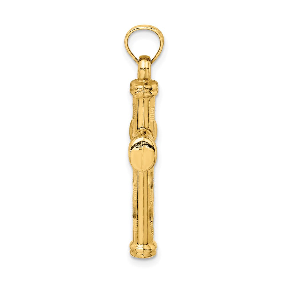 Million Charms 14K Yellow Gold Themed Hollow Diamond-Cut Relgious Cross Pendant