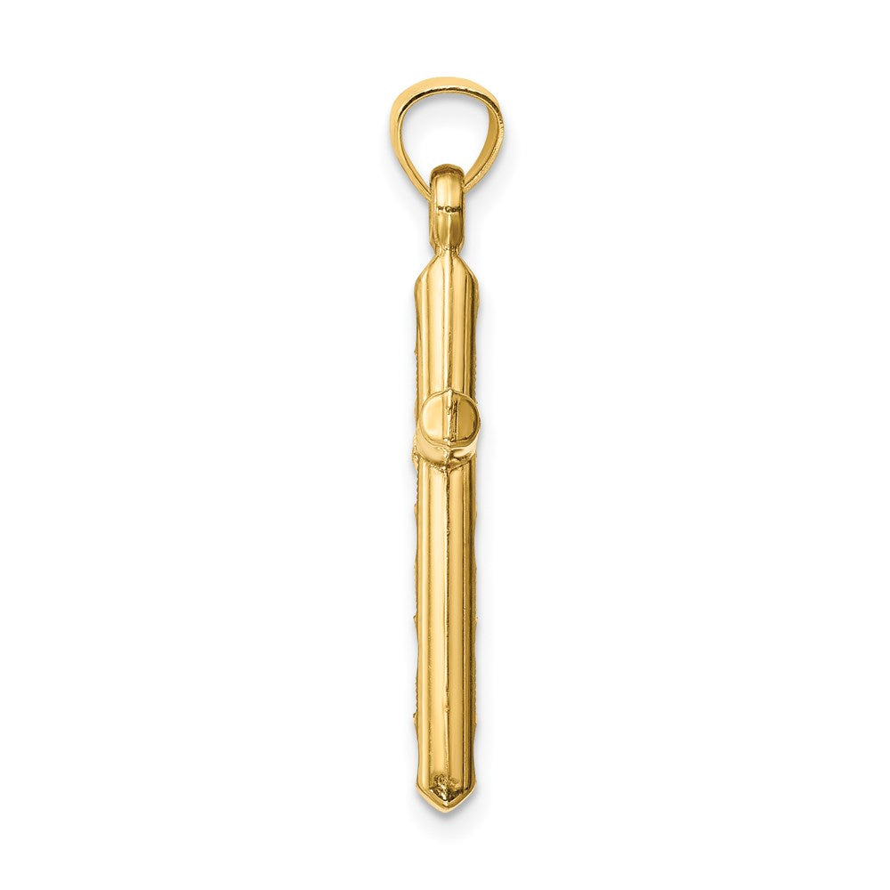 Million Charms 14K Yellow Gold Themed Hollow Diamond-Cut Relgious Cross Pendant