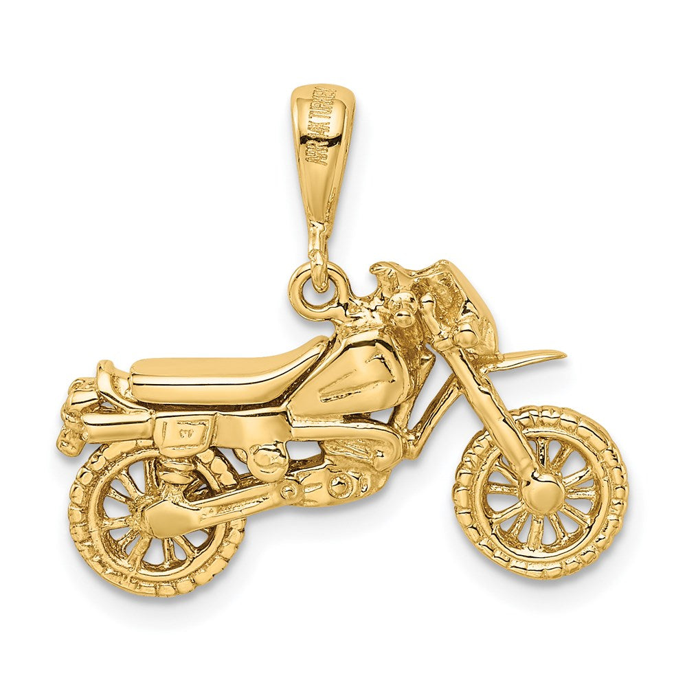 Million Charms 14K Yellow Gold Themed Motorcycle Pendant