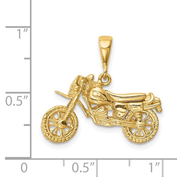 Million Charms 14K Yellow Gold Themed Motorcycle Pendant
