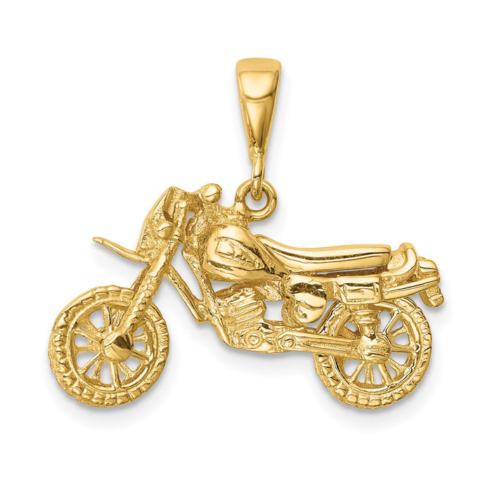 Million Charms 14K Yellow Gold Themed Motorcycle Pendant
