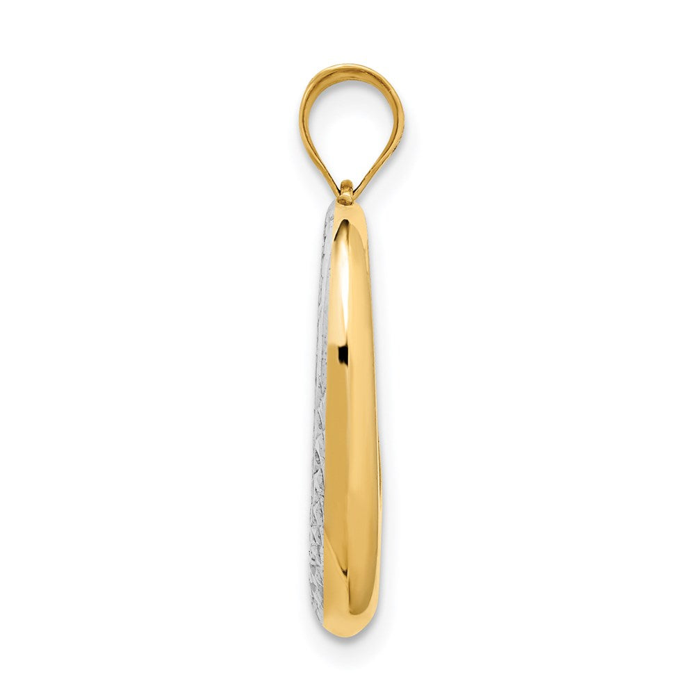 Million Charms 14K Yellow Gold Themed With Rhodium-plated Polished Diamond-Cut Heart Pendant