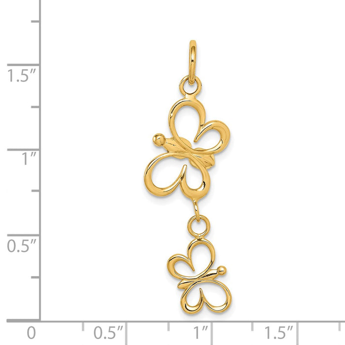 Million Charms 14K Yellow Gold Themed Butterfly Pendant