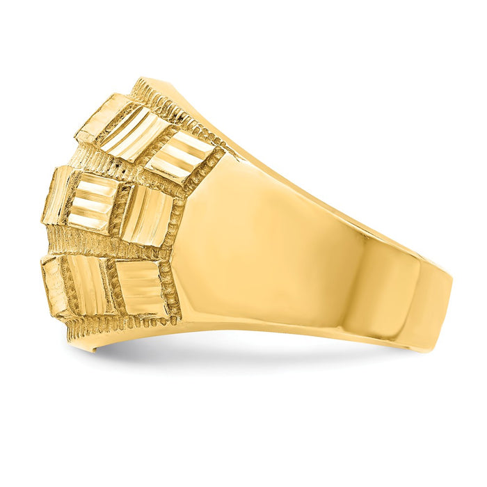 14k Yellow Gold Diamond-cut Ring, Size: 7