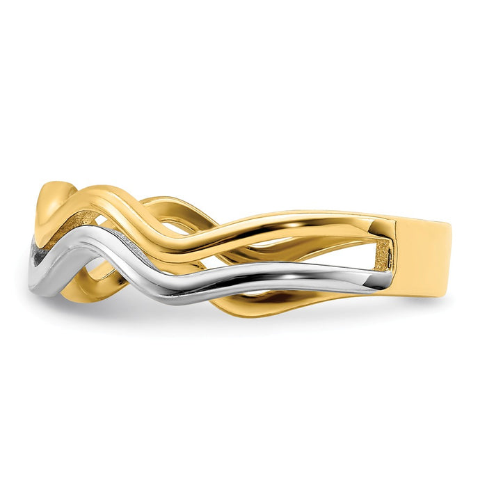 14K White Rhodium Wave Ring, Size: 7