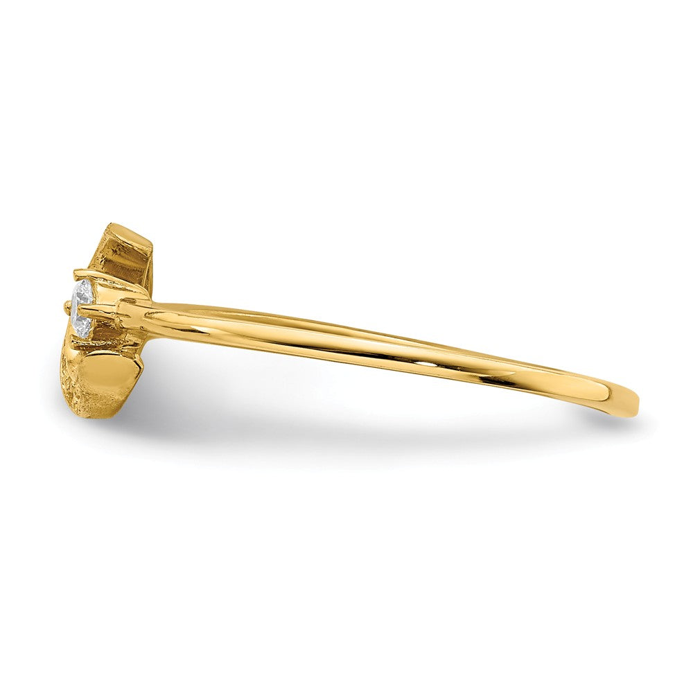 14k Yellow Gold CZ Moon Ring, Size: 7