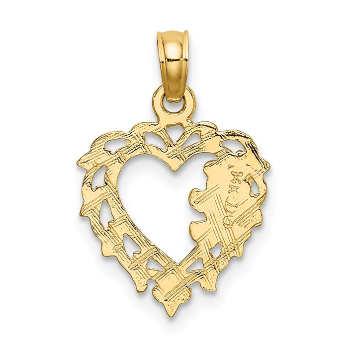 Million Charms 14K Yellow Gold Themed Teddy Bear In Heart Charm